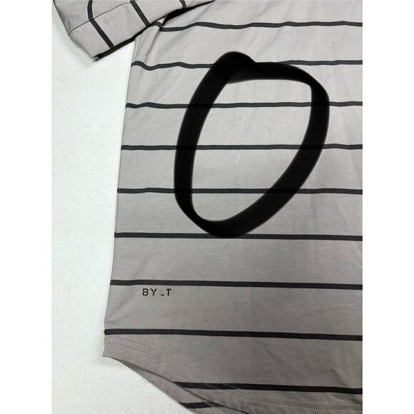 BYLT Drop Cut Hooded Henley Sweatshirt Gray Striped Mens Size M - Picture 2 of 6